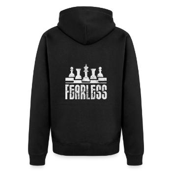 Schach - Unisex Premium Bio Zip Hoodie - Schwarz - Hinten - Nico (187cm)