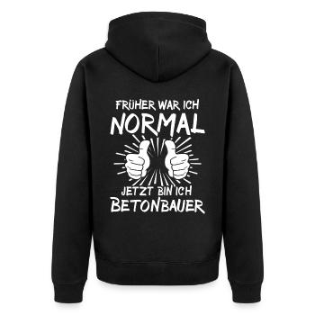 Betonbauer - Unisex Premium Bio Zip Hoodie - Schwarz - Hinten - Nico (187cm)