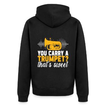 Euphonium Bariton Tenorhorn - Unisex Premium Bio Zip Hoodie - Schwarz - Hinten - Nico (187cm)