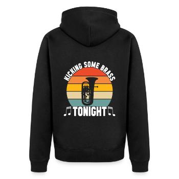 Euphonium Bariton Tenorhorn - Unisex Premium Bio Zip Hoodie - Schwarz - Hinten - Nico (187cm)