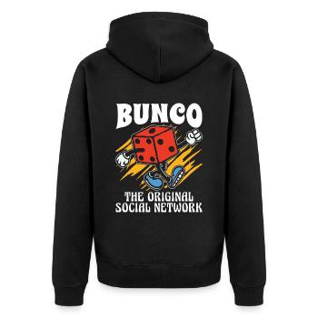 Bunco The Original Social Network Loves Party Game - Unisex Premium Organic Zip Hoodie - black - Back - Nico (187cm)