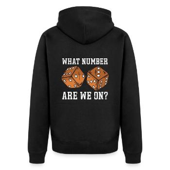 Bunco What Number Are We On Bunco Night Party Game - Unisex Premium Organic Zip Hoodie - black - Back - Nico (187cm)