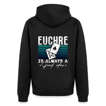 Euchre Is Always A Good Idea Pinochle Playing Card - Unisex Premium Bio Zip Hoodie - Schwarz - Hinten - Nico (187cm)