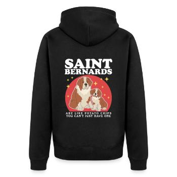 Bernhardiner Hunde St. Bernhardshund Geschenk - Unisex Premium Bio Zip Hoodie - Schwarz - Hinten - Nico (187cm)