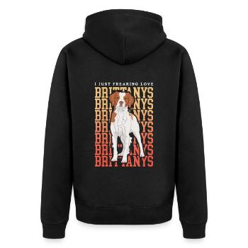 Brittany Pointing Dog Spaniel Breton Gift - Unisex Premium Organic Zip Hoodie - black - Back - Nico (187cm)