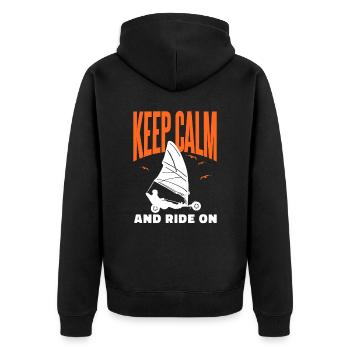 Sand Sailing, Windracer, Land Sailing, Land Sailor - Unisex Premium Organic Zip Hoodie - black - Back - Nico (187cm)
