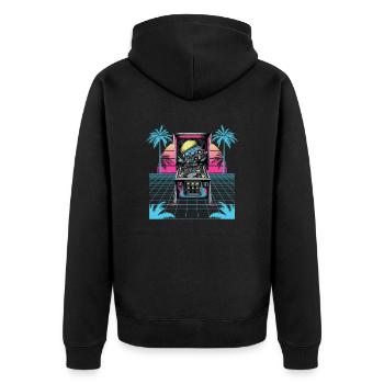 Pinball Flipperautomat Arcade Gamer Retrowave - Unisex Premium Organic Zip Hoodie - black - Back - Nico (187cm)