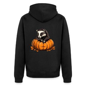 Dachs-Kürbis-faule Halloween-Party - Unisex Premium Bio Zip Hoodie - Schwarz - Hinten - Nico (187cm)