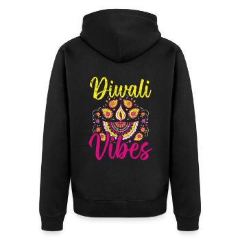 Frohes Diwali Diwali Fest Indischer Hinduismus - Unisex Premium Bio Zip Hoodie - Schwarz - Hinten - Nico (187cm)