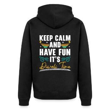Frohes Diwali Diwali Fest Indischer Hinduismus - Unisex Premium Bio Zip Hoodie - Schwarz - Hinten - Nico (187cm)