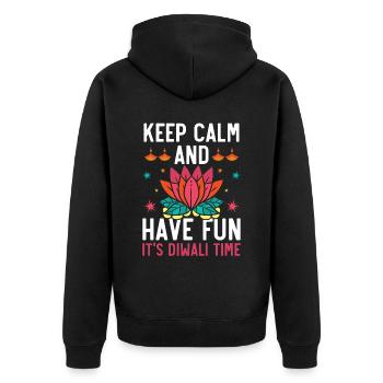 Frohes Diwali Diwali Fest Indischer Hinduismus - Unisex Premium Bio Zip Hoodie - Schwarz - Hinten - Nico (187cm)