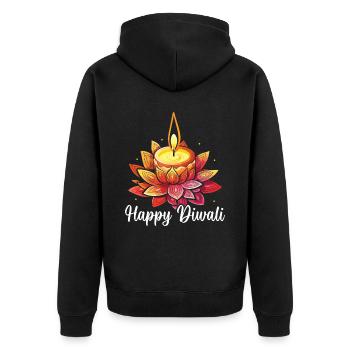 Frohes Diwali Diwali Fest Indischer Hinduismus - Unisex Premium Bio Zip Hoodie - Schwarz - Hinten - Nico (187cm)