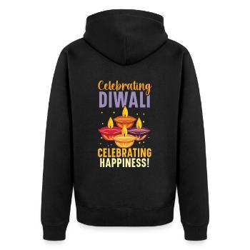 Frohes Diwali Diwali Fest Indischer Hinduismus - Unisex Premium Bio Zip Hoodie - Schwarz - Hinten - Nico (187cm)