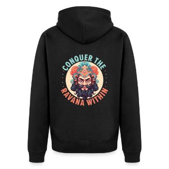 Frohes Diwali Diwali Fest Indischer Hinduismus - Unisex Premium Bio Zip Hoodie - Schwarz - Hinten - Nico (187cm)