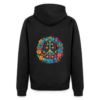 Flower Power Hippie Birthday - Septembre 1957 - Veste à capuche bio Premium Unisexe - noir - Dos - Nico (187cm)