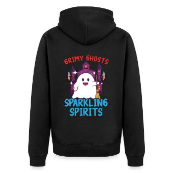 Grim ghosts, tingling ghosts, janitors - Unisex Premium Organic Zip Hoodie - black - Back - Nico (187cm)