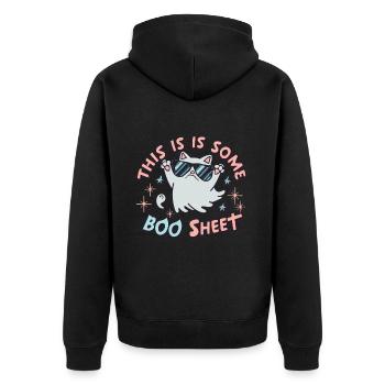 This Is Some Boo Sheet Cat Sunglasses Ghost - Unisex Premium Organic Zip Hoodie - black - Back - Nico (187cm)