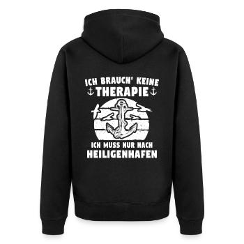 Heiligenhafen - Unisex Premium Bio Zip Hoodie - Schwarz - Hinten - Nico (187cm)