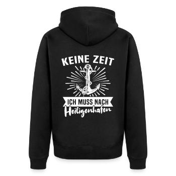 Heiligenhafen - Unisex Premium Bio Zip Hoodie - Schwarz - Hinten - Nico (187cm)