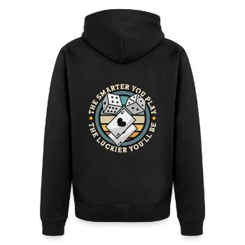 Dés de poker Plus vous jouez intelligemment au casino le plus chanceux - Veste à capuche bio Premium Unisexe - noir - Dos - Nico (187cm)