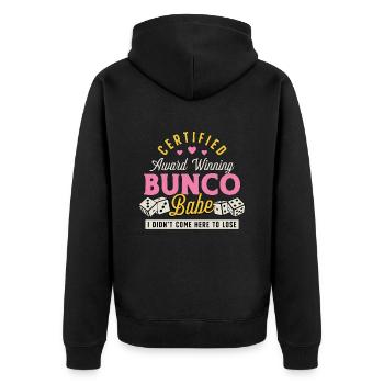 Bunco Certified Award Winning Bunco Party Game - Unisex Premium Bio Zip Hoodie - Schwarz - Hinten - Nico (187cm)