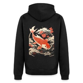 Traditional Japanese Koi Fish - Unisex Premium Bio Zip Hoodie - Schwarz - Hinten - Nico (187cm)
