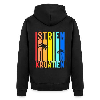 Istrien Kroatien Balkan Adria Urlaub Idee - Unisex Premium Bio Zip Hoodie - Schwarz - Hinten - Nico (187cm)