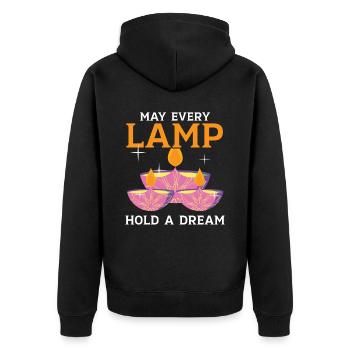 Happy Diwali Diwali Festival Indian Hindu Hinduism - Unisex Premium Organic Zip Hoodie - black - Back - Nico (187cm)