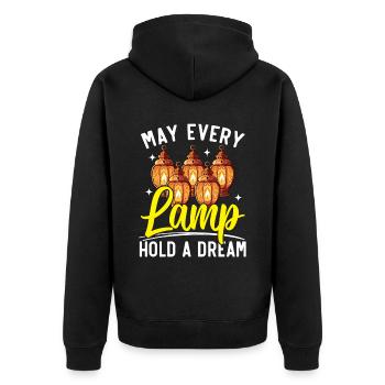 Happy Diwali Diwali Festival Indian Hindu Hinduism - Unisex Premium Organic Zip Hoodie - black - Back - Nico (187cm)