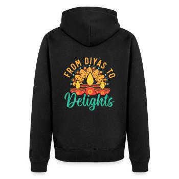 Happy Diwali Diwali Festival Indian Hindu Hinduism - Unisex Premium Organic Zip Hoodie - black - Back - Nico (187cm)
