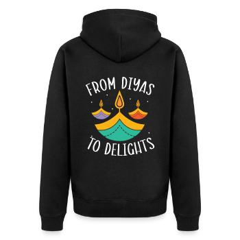 Happy Diwali Diwali Festival Indian Hindu Hinduism - Unisex Premium Organic Zip Hoodie - black - Back - Nico (187cm)