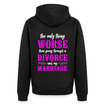 Happy Divorce Party The Only Thing - Unisex Premium Bio Zip Hoodie - Schwarz - Hinten - Nico (187cm)