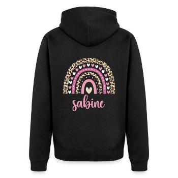 Sabine Regenbogen Name Geburtstag Sabine - Unisex Premium Bio Zip Hoodie - Schwarz - Hinten - Nico (187cm)