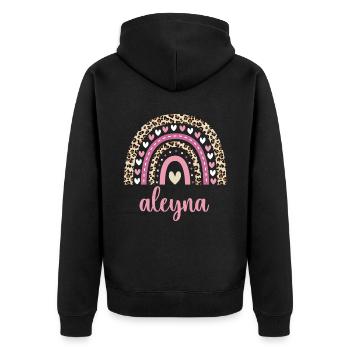 Aleyna Regenbogen Name Geburtstag Aleyna - Unisex Premium Bio Zip Hoodie - Schwarz - Hinten - Nico (187cm)