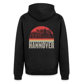 Souvenir rétro de Hanovre - Veste à capuche bio Premium Unisexe - noir - Dos - Nico (187cm)