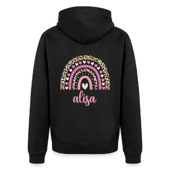 Alisa Regenbogen Name Geburtstag Alisa - Unisex Premium Bio Zip Hoodie - Schwarz - Hinten - Nico (187cm)