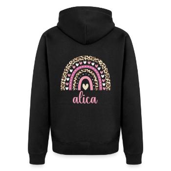 Alica Regenbogen Name Geburtstag Alica - Unisex Premium Bio Zip Hoodie - Schwarz - Hinten - Nico (187cm)
