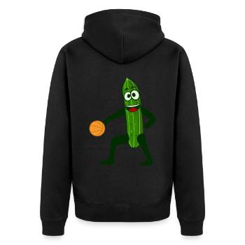 Gurke spielt Basketball Gurken - Unisex Premium Bio Zip Hoodie - Schwarz - Hinten - Nico (187cm)