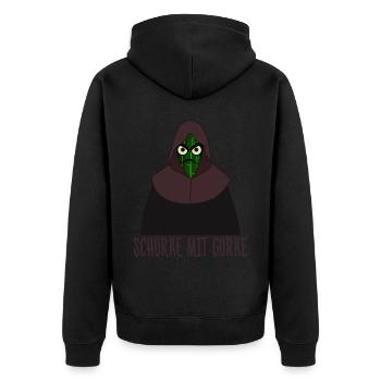 Gurken Schurke - Unisex Premium Bio Zip Hoodie - Schwarz - Hinten - Nico (187cm)