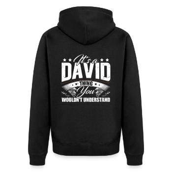 C’est une chose de David - Veste à capuche bio Premium Unisexe - noir - Dos - Nico (187cm)