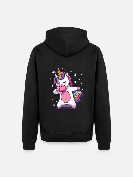Dabbing Unicorn Dabbing Unicorn Dans - Uniseks Premium bio ziphoodie - zwart