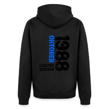 1988 Oktober Limited Edition 35. Geburtstag Deko - Unisex Premium Bio Zip Hoodie - Schwarz - Hinten - Nico (187cm)