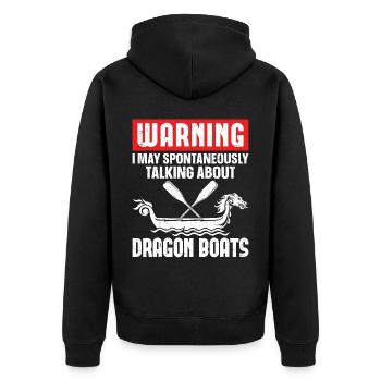 Funny Spontaneous start talking Dragon boats - Unisex Premium Organic Zip Hoodie - black - Back - Nico (187cm)