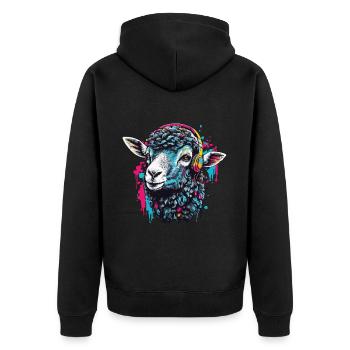 Musique urbaine Mouton Streetwear Graffiti Design - Veste à capuche bio Premium Unisexe - noir - Dos - Nico (187cm)