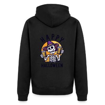 Happy Halloween Skeleton Beer - Unisex Premium Organic Zip Hoodie - black - Back - Nico (187cm)
