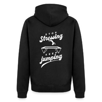 Lustige Sprüche Fitness Workout Trampolin-Sport - Unisex Premium Bio Zip Hoodie - Schwarz - Hinten - Nico (187cm)