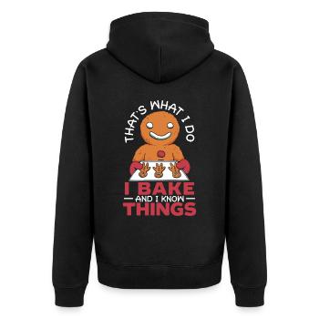 Bäcker Bäckerei Kuchen Brot Muffin Gebäck Lebensmittel Backen - Unisex Premium Bio Zip Hoodie - Schwarz - Hinten - Nico (187cm)