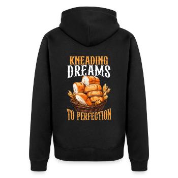 Bäcker Bäckerei Kuchen Brot Muffin Gebäck Lebensmittel Backen - Unisex Premium Bio Zip Hoodie - Schwarz - Hinten - Nico (187cm)