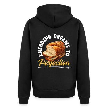 Bäcker Bäckerei Kuchen Brot Muffin Gebäck Lebensmittel Backen - Unisex Premium Bio Zip Hoodie - Schwarz - Hinten - Nico (187cm)