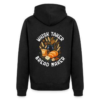 Bäcker Bäckerei Kuchen Brot Muffin Gebäck Lebensmittel Backen - Unisex Premium Bio Zip Hoodie - Schwarz - Hinten - Nico (187cm)